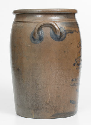 Extremely Rare 4 Gal. RAVENSWOOD, W. VA. Stoneware Advertising Crock by T. F. REPPERT