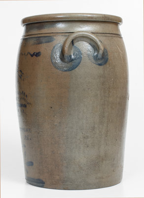 Extremely Rare 4 Gal. RAVENSWOOD, W. VA. Stoneware Advertising Crock by T. F. REPPERT