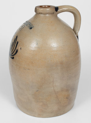 2 Gal. COWDEN & WILCOX / HARRISBURG, PA Stoneware Jug w/ Slip-Trailed Floral Decoration