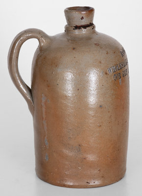 Rare Quart-Sized Baltimore Stoneware Advertising Jug