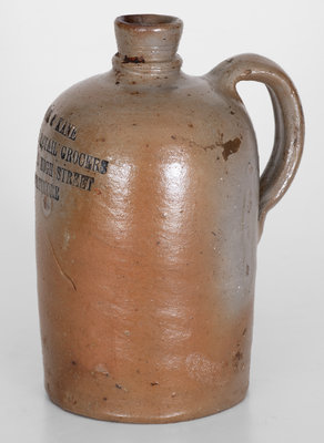 Rare Quart-Sized Baltimore Stoneware Advertising Jug