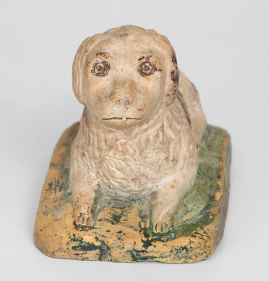 Unusual Small-Sized Cold-Painted Stoneware Dog, Ohio origin