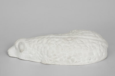 Unusual Burslem, England Parian Ware Lamb Figure w/ Signature by Potter