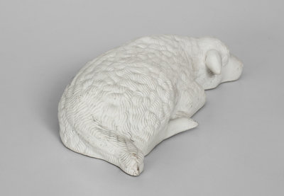 Unusual Burslem, England Parian Ware Lamb Figure w/ Signature by Potter