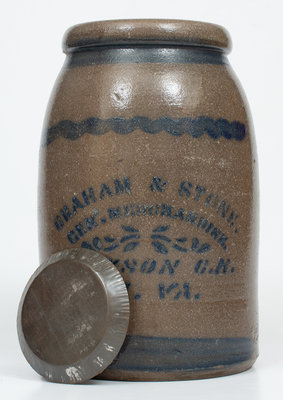 JACKSON COURT HOUSE, W. VA Stoneware Advertising Canning Jar