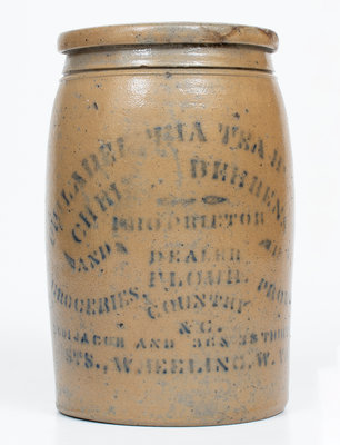 Rare and Fine PHILADELPHIA TEA HOUSE (Wheeling, WV) Jar w/ Reverse HAMILTON & JONES Stencil