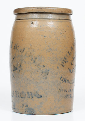 Rare and Fine PHILADELPHIA TEA HOUSE (Wheeling, WV) Jar w/ Reverse HAMILTON & JONES Stencil