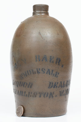 Half-Gallon CHARLESTON, W. VA Stoneware Advertising Jug