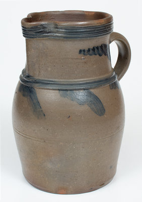 Western PA or West Virginia  Stoneware Pitcher w/ Cobalt Decoration, c1865