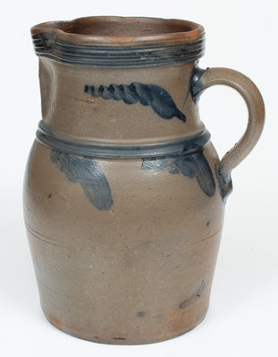 Western PA or West Virginia  Stoneware Pitcher w/ Cobalt Decoration, c1865