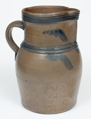 Western PA or West Virginia  Stoneware Pitcher w/ Cobalt Decoration, c1865