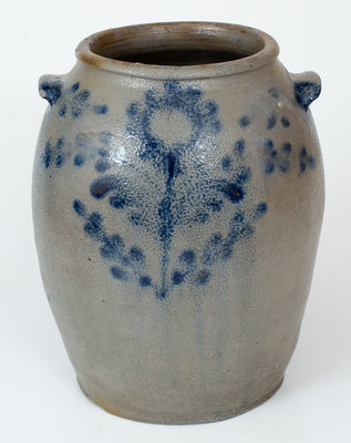 H. SMITH & Co. (Alexandria, VA) 1 1/2 Gal. Stoneware Jar w/ Cobalt Floral Decoration