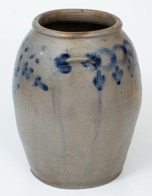 H. SMITH & Co. (Alexandria, VA) 1 1/2 Gal. Stoneware Jar w/ Cobalt Floral Decoration