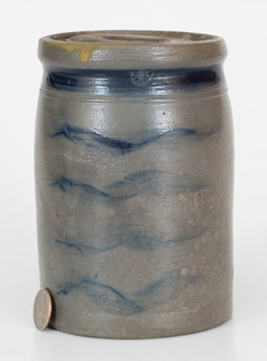 Small-Sized Palatine, West Virginia, Stoneware Canning Jar w/ Five-Stripe Decoration