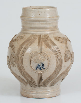 Fine AR Stoneware Mug, Westerwald, Germany, c1710