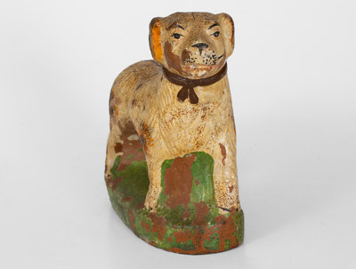 Large-Sized Cold-Painted Redware Dog, late 19th century