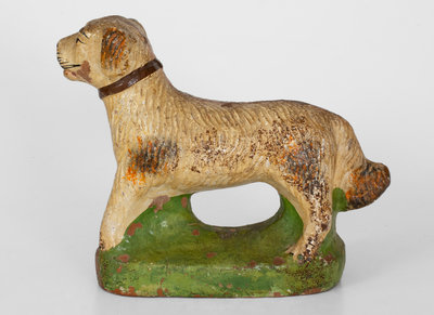 Large-Sized Cold-Painted Redware Dog, late 19th century