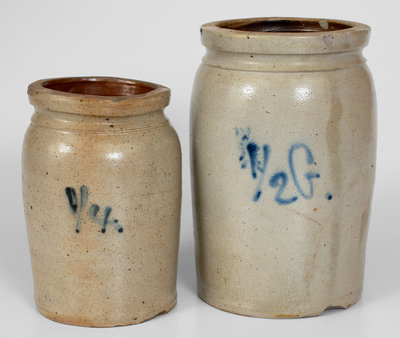 Lot of 2: 1/4 and 1/2 Gallon Stoneware Jars, probably NJ origin