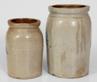 Lot of 2: 1/4 and 1/2 Gallon Stoneware Jars, probably NJ origin