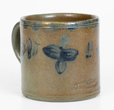 Important and Unique JOHN BELL / WAYNESBORO Stoneware Mug with Cobalt Decoration