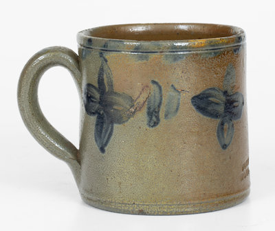 Important and Unique JOHN BELL / WAYNESBORO Stoneware Mug with Cobalt Decoration