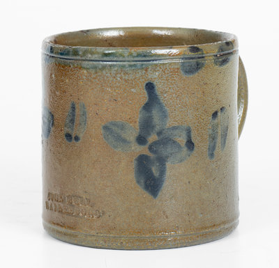 Important and Unique JOHN BELL / WAYNESBORO Stoneware Mug with Cobalt Decoration