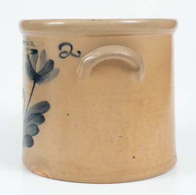 F.J. ELLIOTT & CO. / PENN YAN, N.Y. Stoneware Crock w/ Floral Decoration