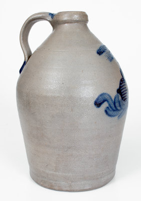 Exceptional COWDEN & WILCOX / HARRISBURG, PA Stoneware Jug w/ Unusual Floral Decoration