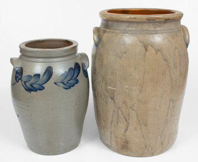 Lot of Two: Baltimore, MD and Western PA Stoneware Jars w/ Floral Decoration