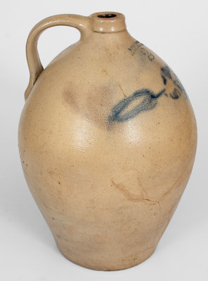 2 Gal. I. SEYMOUR / TROY FACTORY Stoneware Jug w/ Floral Decoration
