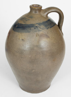 Stoneware WINE Jug w/ Coggled Bird Decoration, Branch Green, Philadelphia