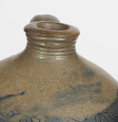 Stoneware WINE Jug w/ Coggled Bird Decoration, Branch Green, Philadelphia