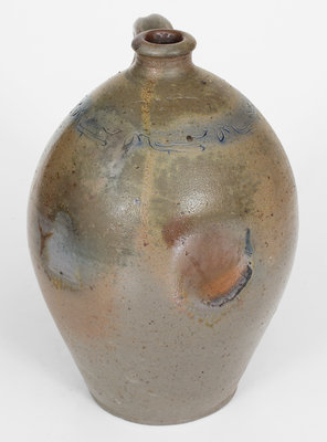 Rare BRANDY Jug w/ Coggled Bird Decoration, Branch Green, Philadelphia