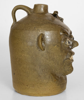 Chester Hewell Face Jug w/ Applied Lizard, Gillsville, GA