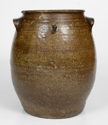 Very Rare Alkaline-Glazed Stoneware Jar Inscribed "Worth $1.00," probably Catawba Valley, NC, c1870