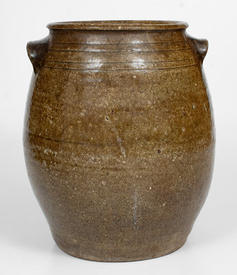 Very Rare Alkaline-Glazed Stoneware Jar Inscribed "Worth $1.00," probably Catawba Valley, NC, c1870