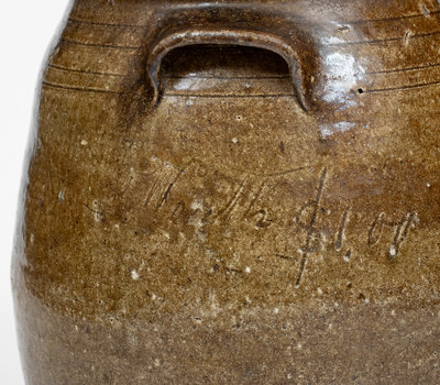 Very Rare Alkaline-Glazed Stoneware Jar Inscribed "Worth $1.00," probably Catawba Valley, NC, c1870