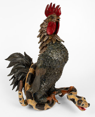 Monumental Rex Hogan Rooster and Rattlesnake Figure