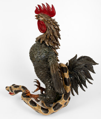 Monumental Rex Hogan Rooster and Rattlesnake Figure