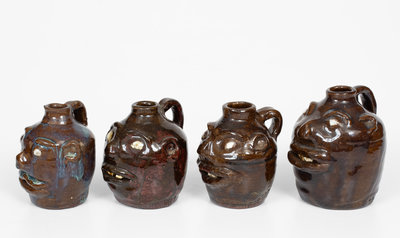 Lot of Four: Small-Sized Marie Rogers Face Jugs