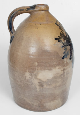 4 Gal. COWDEN & WILCOX / HARRISBURG, PA Stoneware Jug w/ Elaborate Star-Shaped Floral Decoration