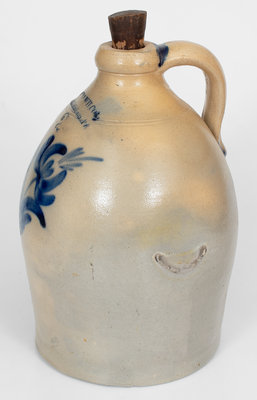 2 Gal. COWDEN & WILCOX / HARRISBURG, PA Stoneware Jug w/ Floral Decoration