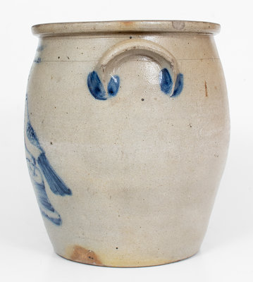 3 Gal. COWDEN & WILCOX / HARRISBURG, PA Stoneware Jar w/ Bird-on-Stump Decoration