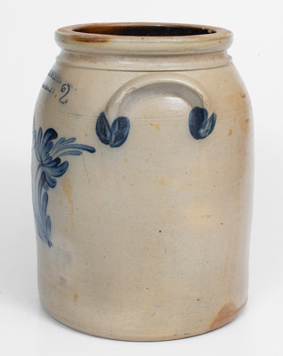 2 Gal. COWDEN & WILCOX / HARRISBURG, PA Stoneware Jar w/ Floral Decoration