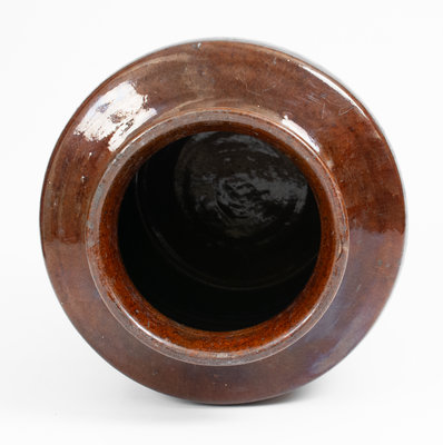 Very Rare Glazed Redware Jar Signed