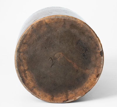 Very Rare Glazed Redware Jar Signed