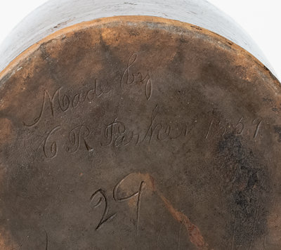 Very Rare Glazed Redware Jar Signed