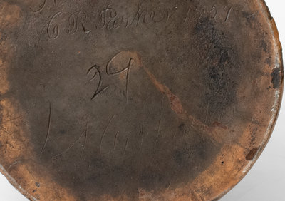 Very Rare Glazed Redware Jar Signed