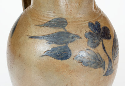 Extremely Rare attrib. Branch Green (Philadelphia) Stoneware Pitcher w/ Incised Bird Decoration