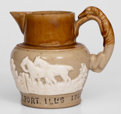 Small-Sized Hound-Handled Pitcher w/ FREEPORT, IL Presentation Inscription